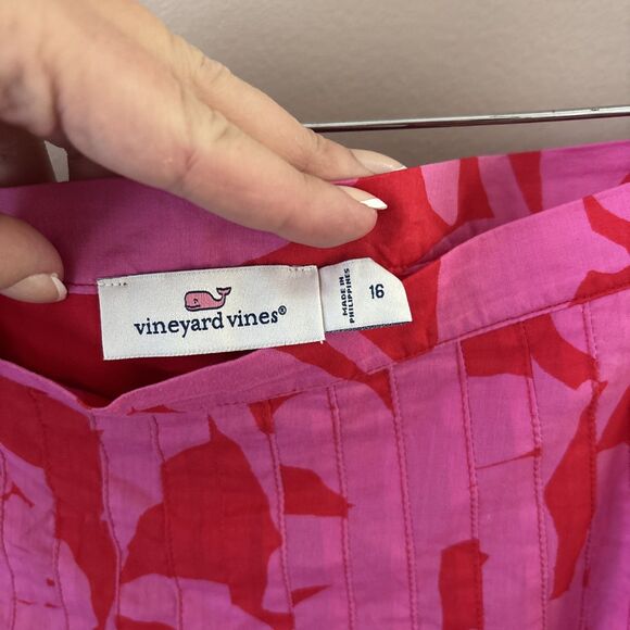 Vineyard Vines Women’s 16 Pink Red Tropical Mini Skirt Pleated Lined - Picture 3 of 6